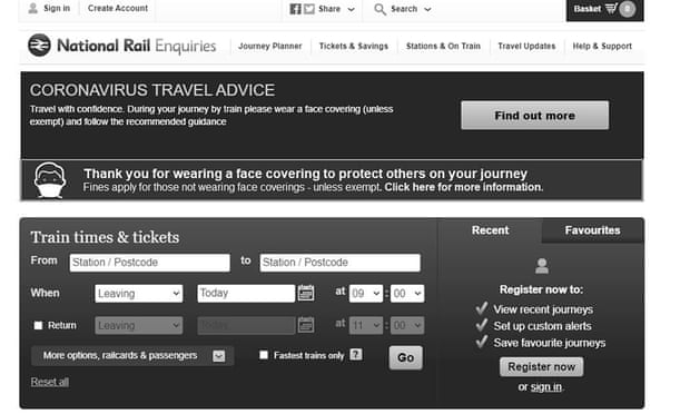 Visually impaired users complain after rail websites go greyscale for Prince Philip